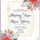 Red peony poppy floral wedding invitation card background romantic invitation