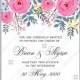 Floral pink rose ranunculus anemone wedding invitation floral background