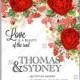 Red rose wedding invitation vector floral background winter