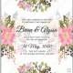 Sakura pink cherry blossom flowers japan wedding invitation vector template botanical illustration