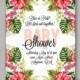 Hibiscus Aloha Baby shower floral vector invitation template tropical watercolor wreath marriage invitation