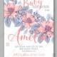 Dog-rose pink sakura anemone bloom wild rose vector bridal shower invitation template custom invitation