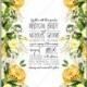 Wedding invitation card Template Yellow rose floral watercolor