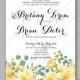 Wedding invitation Fluffy chrysanthemum and eucalyptus