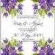 Romantic violet purple ultraviolet flower hibiscus rose bouquet bride wedding invitation template design mothers day card