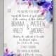 Romantic pink hibiscus peony bouquet bride wedding invitation template design