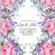 Pink Peony provanse violet lilac lavender eucalyptus spring wedding invitation vector custom invitation