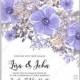 Violet Purple Lavander anemone floral wedding invitation vector printable template romantic invitation