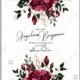 Burgundy Dark red Peony wedding invitation watercolor vector template vector download