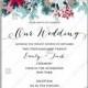 Winter wedding invitation Christmas poinsettia fir vector invitation
