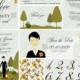 A set of wedding invitations cards with pictures of the bride and groom