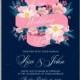 Pink Peony wedding invitation template design mothers day card