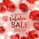 Valentine's day card Sales poster banner red paper rose and soft hearts
