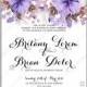Violet Hibiscus wedding invitation vector tropical flower template aloha luau