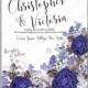 Navy blue rose ranunculus peony wedding invitation vector floral background winter