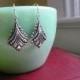 Art deco silver earrings, Art Nouveau, Antiqued silver dangles, Vintage style, Feminine earrings, Affordable gift, sterling silver ear wire