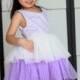 Purple flower girl dress, ombre white and purple satin and lace girl's dress, birthday dress, christmas dress, easter dress