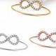 Art Deco Wedding Engagement Ring 0.06ct 14kt White, Yellow & Rose Gold Diamond Infinity Love Ring Size 6.5