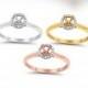 Art Deco Halo Style Semi Mount Engagement Ring 0.06ct 14kt White, Yellow & Rose Gold Diamond Ring Size 6.5