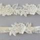 Wedding Garter Set, Ivory Embroidery Flower with Ruffle Elastic Garter Set,Ivory Garter Set, Prom  Garter Belt / GT-34A