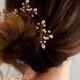 3 Gold or Silver/ ivory or white beads Bridal Vine Hair Pins, Wedding Hair Accessories, Wedding, Christmas, Prom, Party Headpiece
