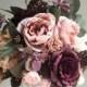 Fall Wedding Bouquet, Purple Bridal Bouquet, Silk Wedding Bouquet, Autumn Bridal Bouquet, Artificial Flower Bouquet, Dusty Rose Bouquet