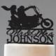 Couple with Motorcycle Wedding Cake Topper