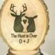 Deer Hunter Cake Topper, The Hunt Is Over, Wedding Gift Engraved Wood