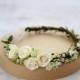 Ivory flower crown wedding, ivory floral headband bride