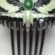 Elegant, Beautiful Titanic Inspired Rose's Butterfly Hair Comb, Accessory for All Occasions, Green & Black Enamel (HC 25)