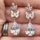 Rose gold bridal earrings, chandelier earrings, wedding earrings, wedding jewellery, bridesmaid earrings, zirconia drop earrings