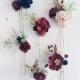 Flower hair pins, art3, maroon hair flowers, set of 6 hair pins, bridal hair piece burgundy, deep red and navy hair flowers, floral hair pin