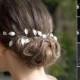 Bridal hair vine, Wedding hair vine, Golden or Silver leaves Bridal headpiece, Bridal Headpiece wreath leafs & pearls, Bridal hair accesory