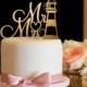 Mr & Mrs Wedding Cake Topper - Lighthouse Cake Topper - Gold Cake Topper