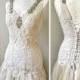 Boho wedding dress white , fairy wedding dress ,vintage lace with ragged tulle skirt