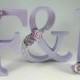 Lilac Wedding Initials - Table Decor - Rose And Crystal Embellished Wooden Letters - Wedding And Party Decor - Bride And Groom Keepsakes