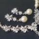 Pearl Bridal Jewelry Set, Swarovski Ivory Pearl Set, Necklace&Earrings Jewelry Set, Wedding Pearl Jewelry, Bridal Jewelry, Pearl Silver Set