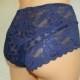 Handmade blue crotchless panties,lace,high waist,wedding,shorts,lace panties,sexy lingerie woman,night thong,underwear