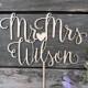 Mr and Mrs Name Cake Topper, Personalized Cake Topper Wedding, Last Name Cake Topper, Calligraphy Cake Topper, Rustic Wooden Cake Topper