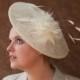 Bridal hat, vintage style, bridal fascinator cream, Ivory bridal headpiece, ivory hair accessories, wedding, Service Hat, Derby, 50s, 40s