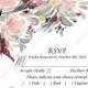 Watercolor wreath garden flower Baby Shower Invitation editable template card PDF 5x3.5 in personalized invitation