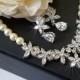 Pearl Bridal Jewelry Set, Wedding Necklace&Earrings Set, Swarovski Ivory Pearl Silver Set, Bridal Jewelry Statement Jewelry Set Prom Jewelry
