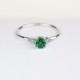 Emerald Ring / 14k Gold Emerald Ring with Diamonds / Emerald Engagement Ring / Stackable Emerald Ring / Diamond Emerald Ring / Round Emerald