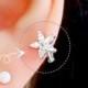 Flower hoop cartilage earring, hoop earrings, delicate flower tragus earring, endless hoop, dainty ring earring, CZ flower helix piercing