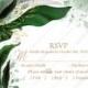 RSVP card wedding invitation set watercolor greenery floral wreath, floral, herbs garland gold frame PDF 5x3.5 in personalized