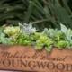 Personalized Rustic Wood Planter Box Wedding Centerpiece Vase - First Names and Last Name, Custom Text Engraved