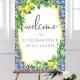 Lemon Bridal Shower Welcome Sign - Positano Blue Tile - Printable Wedding Sign - Greenery Welcome Sign - Baby Shower Sign