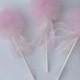 12 Tulle pom poms Party Decoration Cupcake Toppers