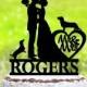 Wedding cake topper with dogs,cake topper + dogs,silhouette cake topper for wedding with pets,bride and groom cake topper with dogs (2137)
