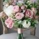 Mauve Wedding Flowers, Bouquet, Bridal Bouquet, White, Pink, Dusty Rose Wedding Bouquet, Bridal Bouquet, Bridesmaids, Silk, artificial